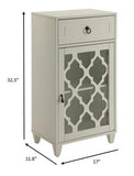 Fret Work Design Glass Door White Cabinet - Homeroots