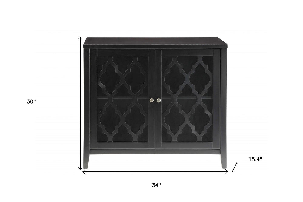 34" X 15.4" X 30" Black Mdf Cabinet - Homeroots - Flyclothing LLC