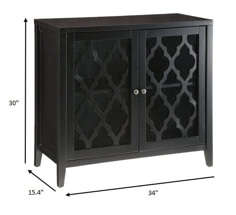 34" X 15.4" X 30" Black Mdf Cabinet - Homeroots - Flyclothing LLC