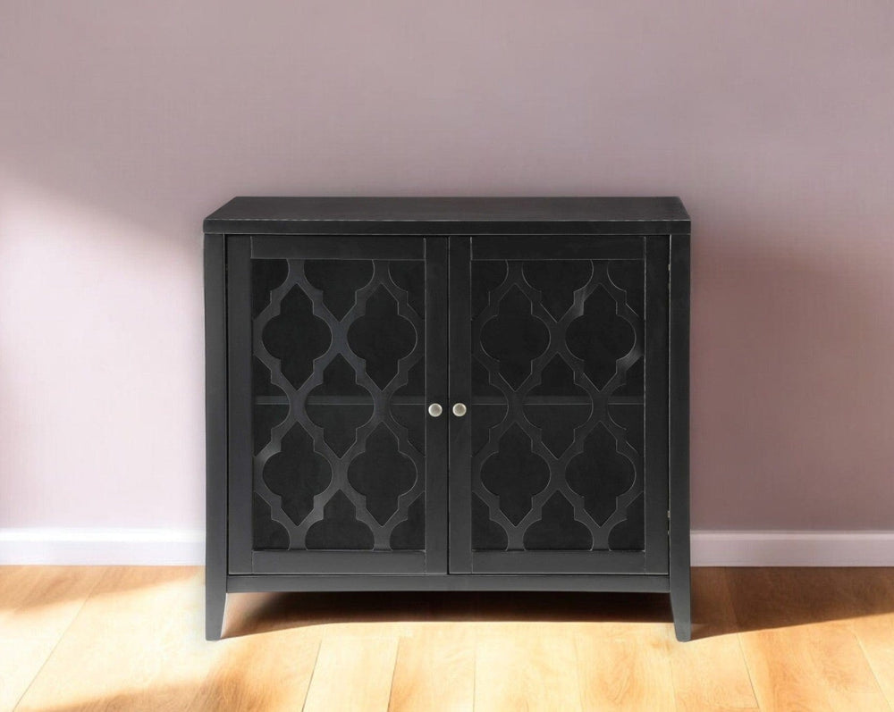 34" X 15.4" X 30" Black Mdf Cabinet - Homeroots - Flyclothing LLC