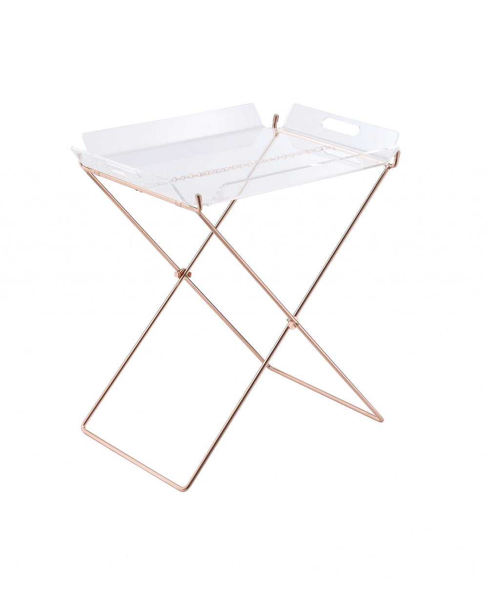 Modern Clear Acrylic Copper Tray Table - Homeroots