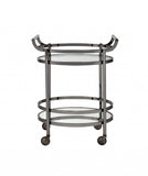 27" X 19" X 34" Clear Glass And Black Nickel Serving Cart - Homeroots