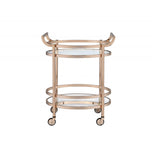 27" X 19" X 34" Clear Glass And Rose Gold Serving Cart - Homeroots