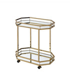 Champagne Finish Metal Serving Cart With 2 Mirror Shelves - Homeroots