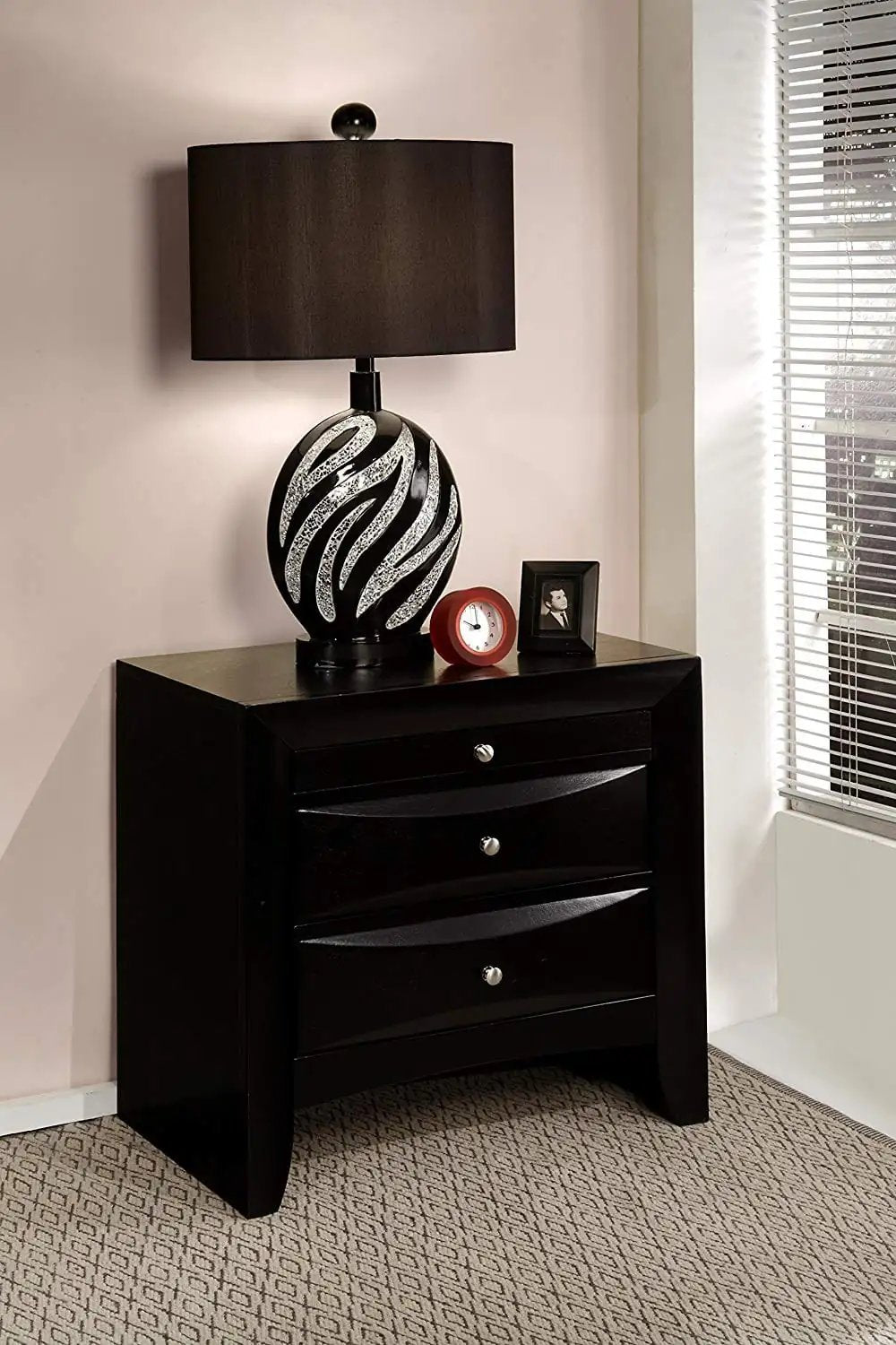 25" Black Three Drawers Nightstand - Homeroots - Flyclothing LLC