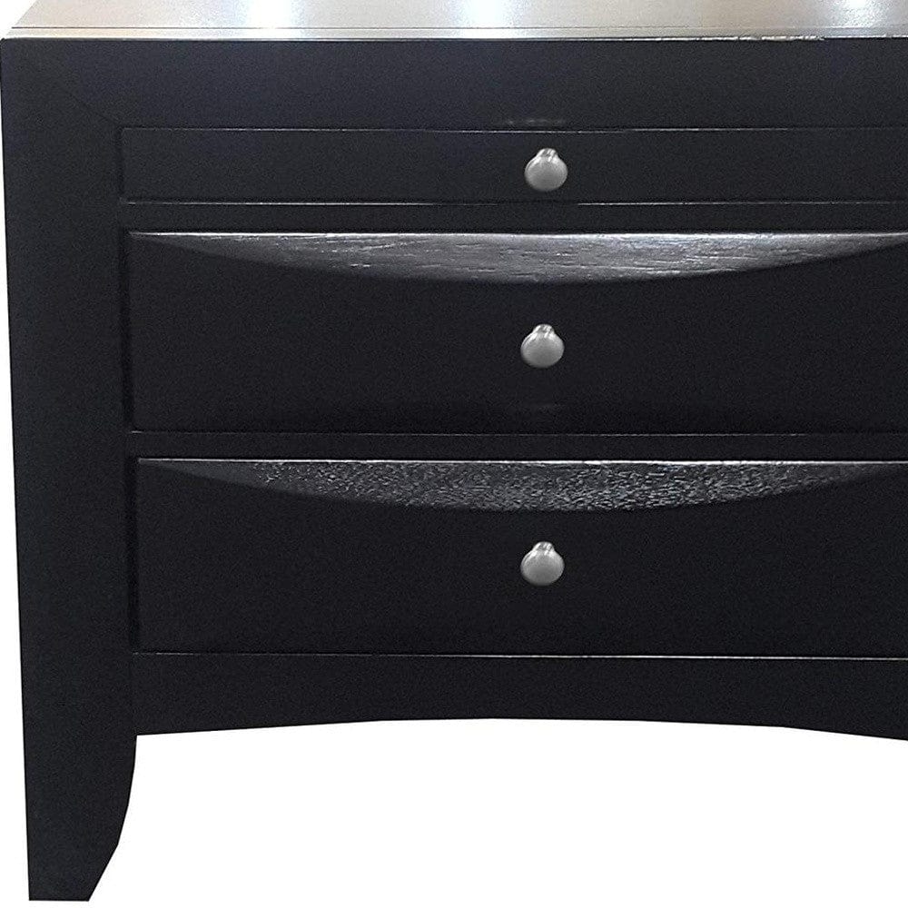25" Black Three Drawers Nightstand - Homeroots - Flyclothing LLC