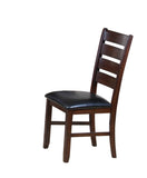 Set of Two Black And Brown Upholstered Faux Leather Ladder Back Dining Side Chairs - Homeroots