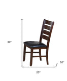 Set of Two Black And Brown Upholstered Faux Leather Ladder Back Dining Side Chairs - Homeroots - Flyclothing LLC