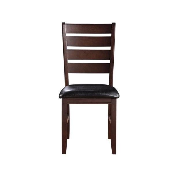 Set of Two Black And Brown Upholstered Faux Leather Ladder Back Dining Side Chairs - Homeroots