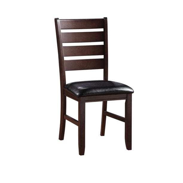 Set of Two Black And Brown Upholstered Faux Leather Ladder Back Dining Side Chairs - Homeroots - Flyclothing LLC