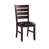 Set of Two Black And Brown Upholstered Faux Leather Ladder Back Dining Side Chairs - Homeroots