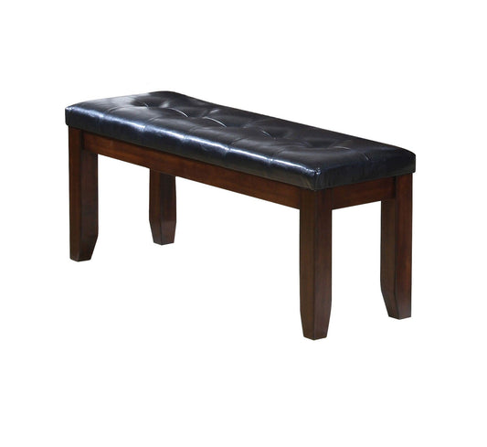 48" Black and Espresso Upholstered Faux Leather Bench - Homeroots