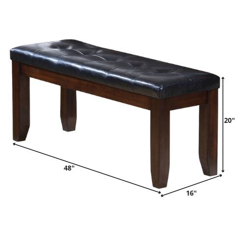 48" Black and Espresso Upholstered Faux Leather Bench - Homeroots - Flyclothing LLC