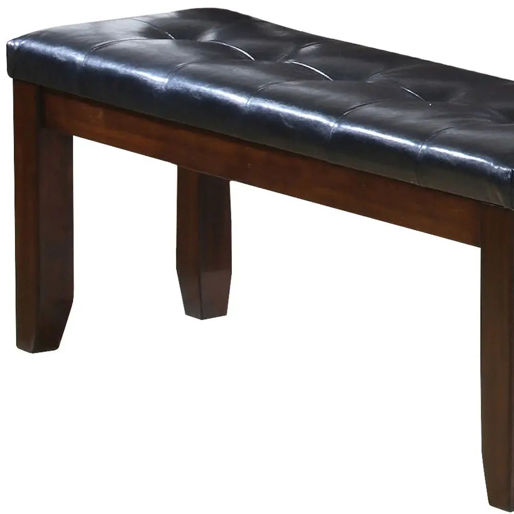 48" Black and Espresso Upholstered Faux Leather Bench - Homeroots - Flyclothing LLC