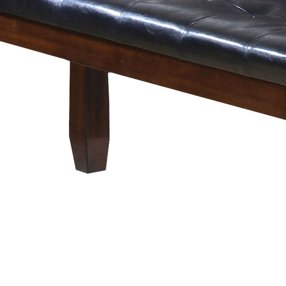 48" Black and Espresso Upholstered Faux Leather Bench - Homeroots
