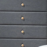 46" Light Gray Upholstery 5 Drawer Chest Dresser With Light Natural Legs - Homeroots - Flyclothing LLC