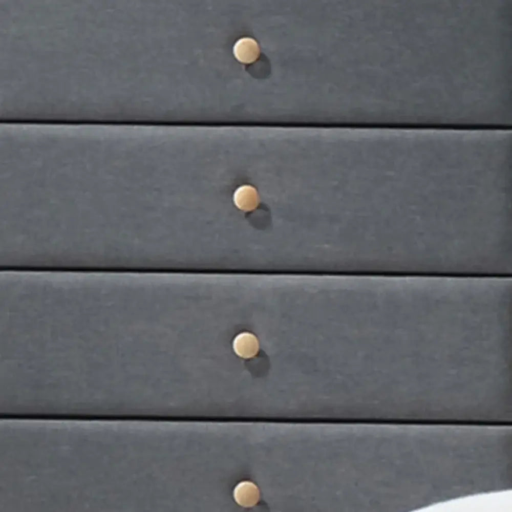46" Light Gray Upholstery 5 Drawer Chest Dresser With Light Natural Legs - Homeroots - Flyclothing LLC