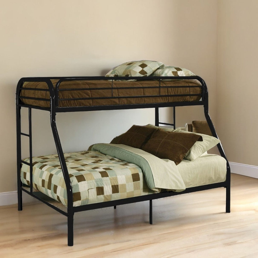 84" X 62" X 65" Twin Xl Over Queen Black Metal Tube Bunk Bed - Homeroots - Flyclothing LLC