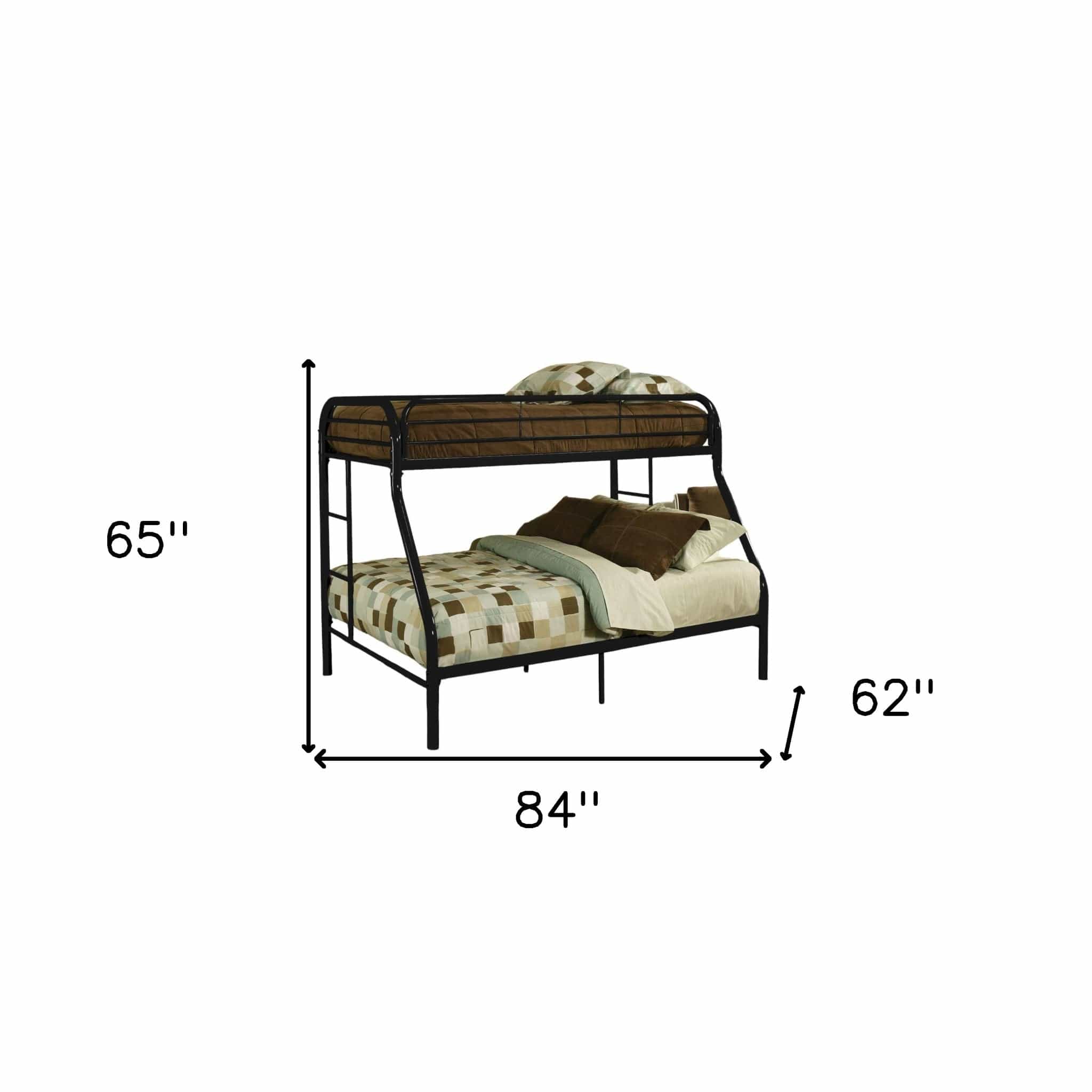 84" X 62" X 65" Twin Xl Over Queen Black Metal Tube Bunk Bed - Homeroots - Flyclothing LLC