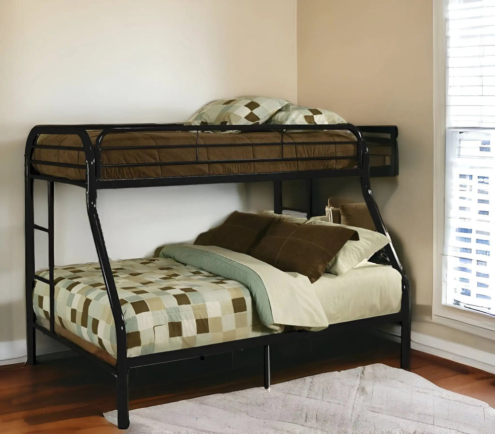 Black Twin Over Full Contemporary Metal Bunk Bed - Homeroots