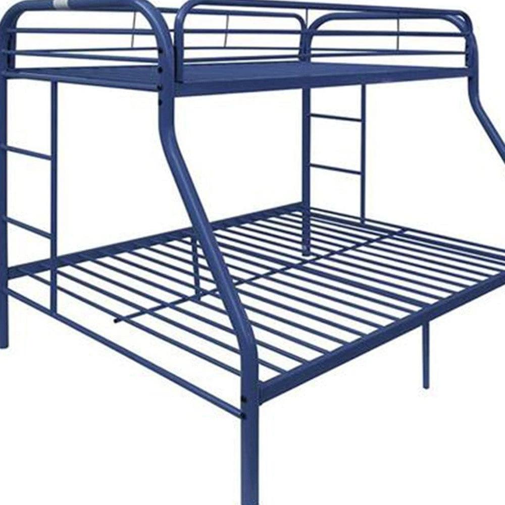 78" X 54" X 60" Twin Over Full Blue Metal Tube Bunk Bed - Homeroots - Flyclothing LLC