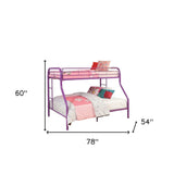 78" X 54" X 60" Twin Over Full Purple Metal Tube Bunk Bed - Homeroots - Flyclothing LLC