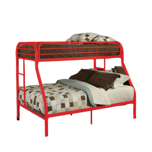 78" X 54" X 60" Twin Over Full Red Metal Tube Bunk Bed - Homeroots