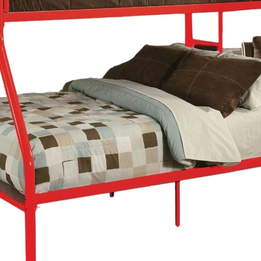 78" X 54" X 60" Twin Over Full Red Metal Tube Bunk Bed - Homeroots