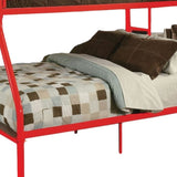 78" X 54" X 60" Twin Over Full Red Metal Tube Bunk Bed - Homeroots