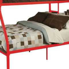 78" X 54" X 60" Twin Over Full Red Metal Tube Bunk Bed - Homeroots