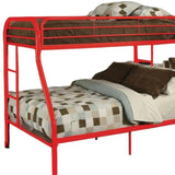 78" X 54" X 60" Twin Over Full Red Metal Tube Bunk Bed - Homeroots