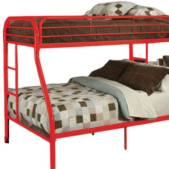 78" X 54" X 60" Twin Over Full Red Metal Tube Bunk Bed - Homeroots