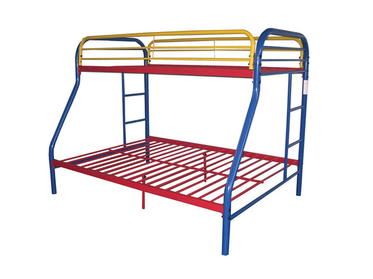 78" X 54" X 60" Twin Over Full Rainbow Metal Tube Bunk Bed - Homeroots