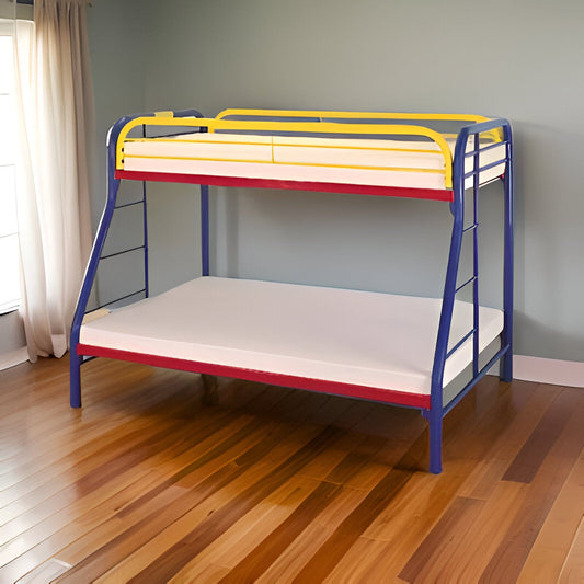 78" X 54" X 60" Twin Over Full Rainbow Metal Tube Bunk Bed - Homeroots