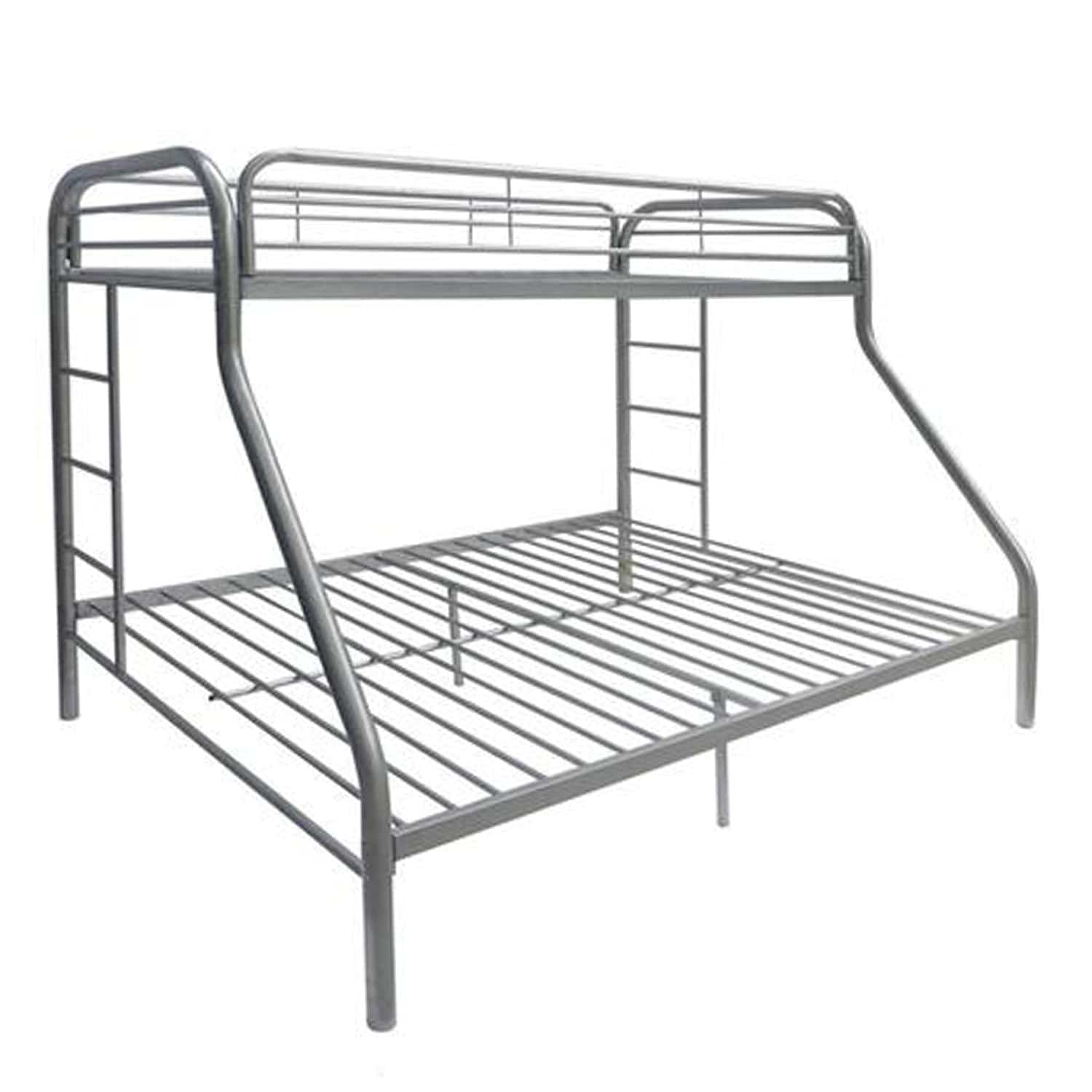 78" X 54" X 60" Twin Over Full Silver Metal Tube Bunk Bed - Homeroots - Flyclothing LLC