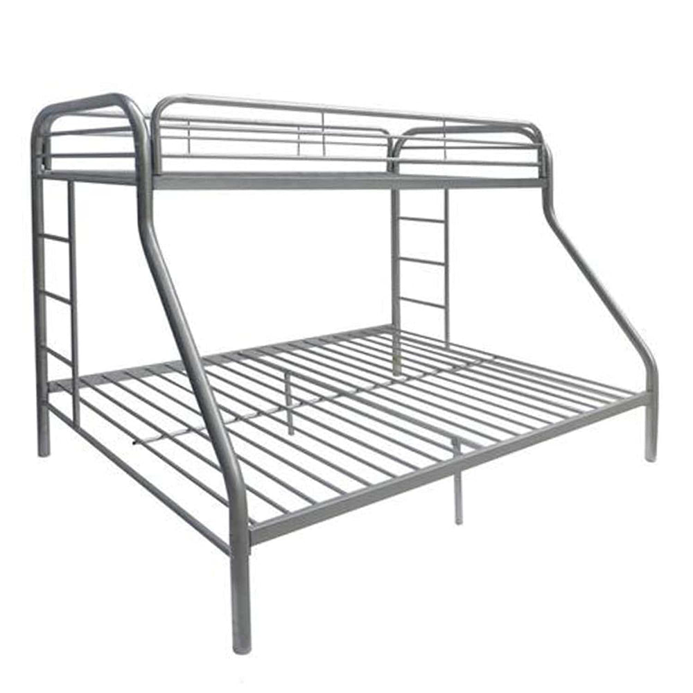 78" X 54" X 60" Twin Over Full Silver Metal Tube Bunk Bed - Homeroots - Flyclothing LLC