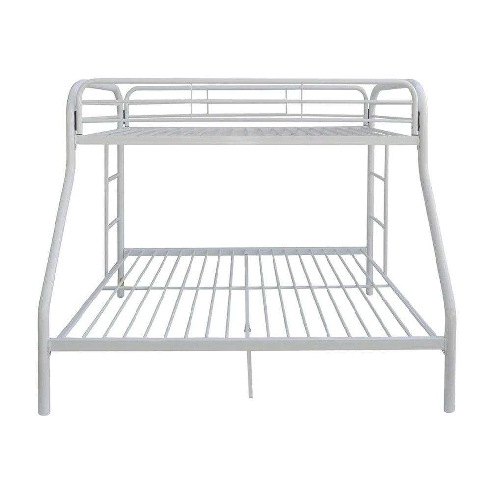 White Twin Over Full Contemporary Metal Bunk Bed - Homeroots - Flyclothing LLC