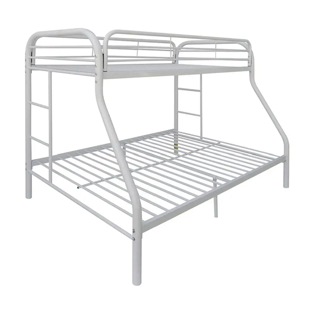 White Twin Over Full Contemporary Metal Bunk Bed - Homeroots - Flyclothing LLC