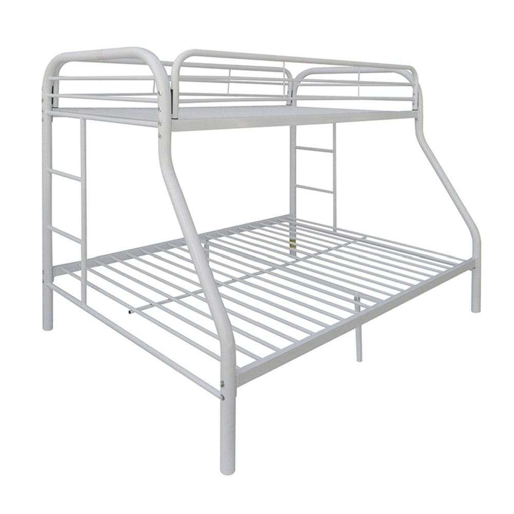 White Twin Over Full Contemporary Metal Bunk Bed - Homeroots - Flyclothing LLC