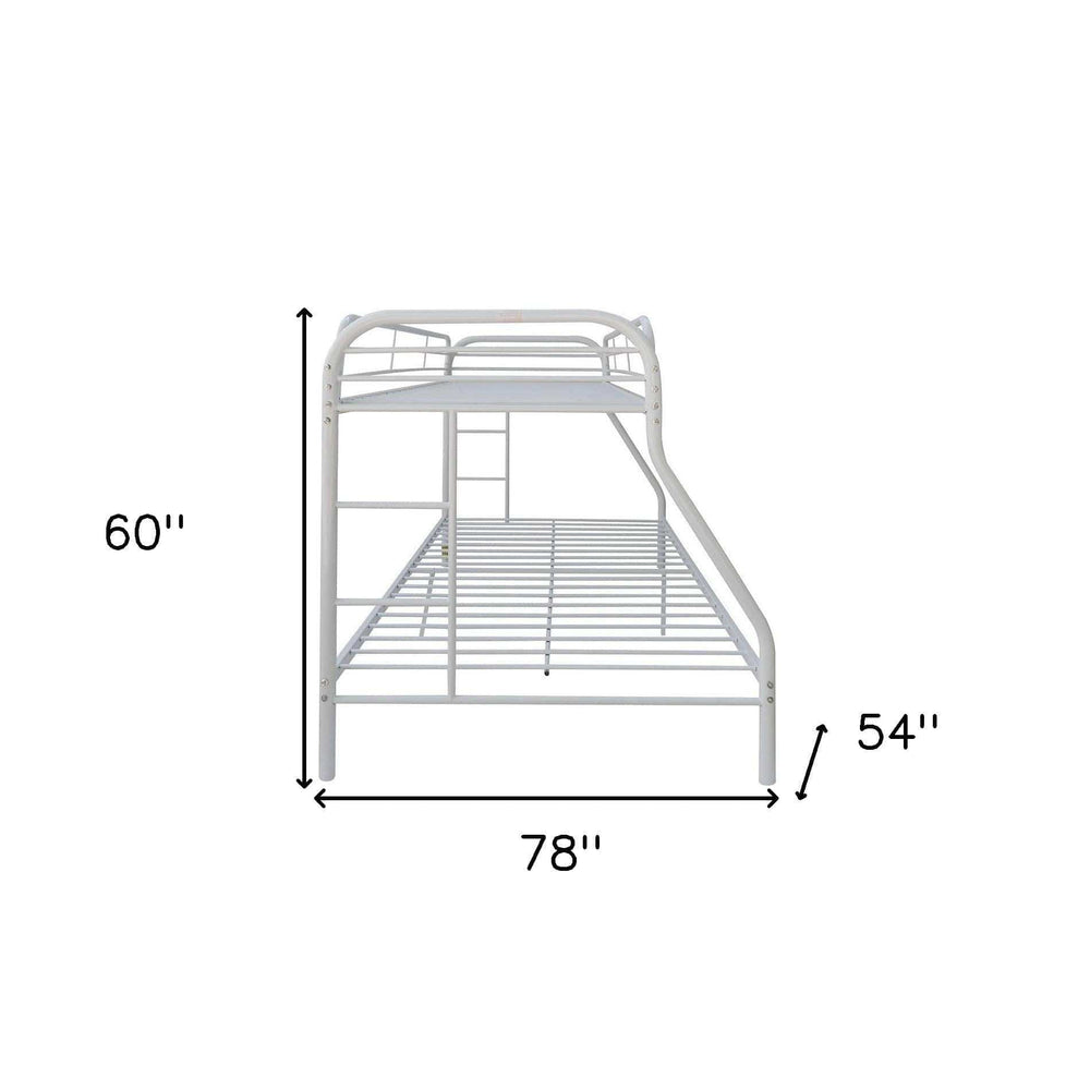 White Twin Over Full Contemporary Metal Bunk Bed - Homeroots - Flyclothing LLC