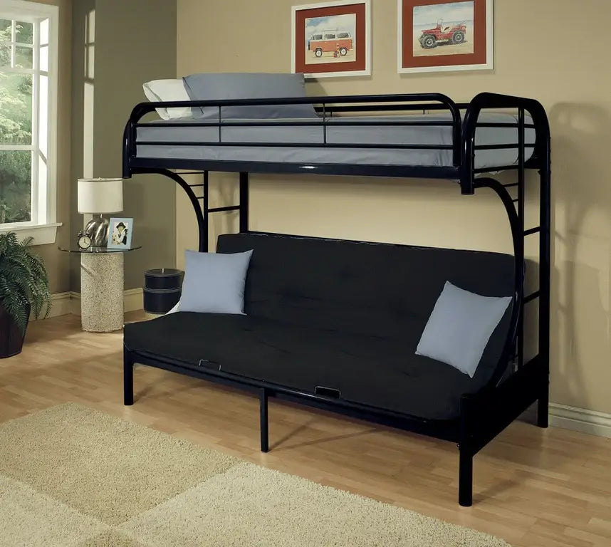 Black Twin Over Full Contemporary Metal Bunk Bed - Homeroots - Flyclothing LLC