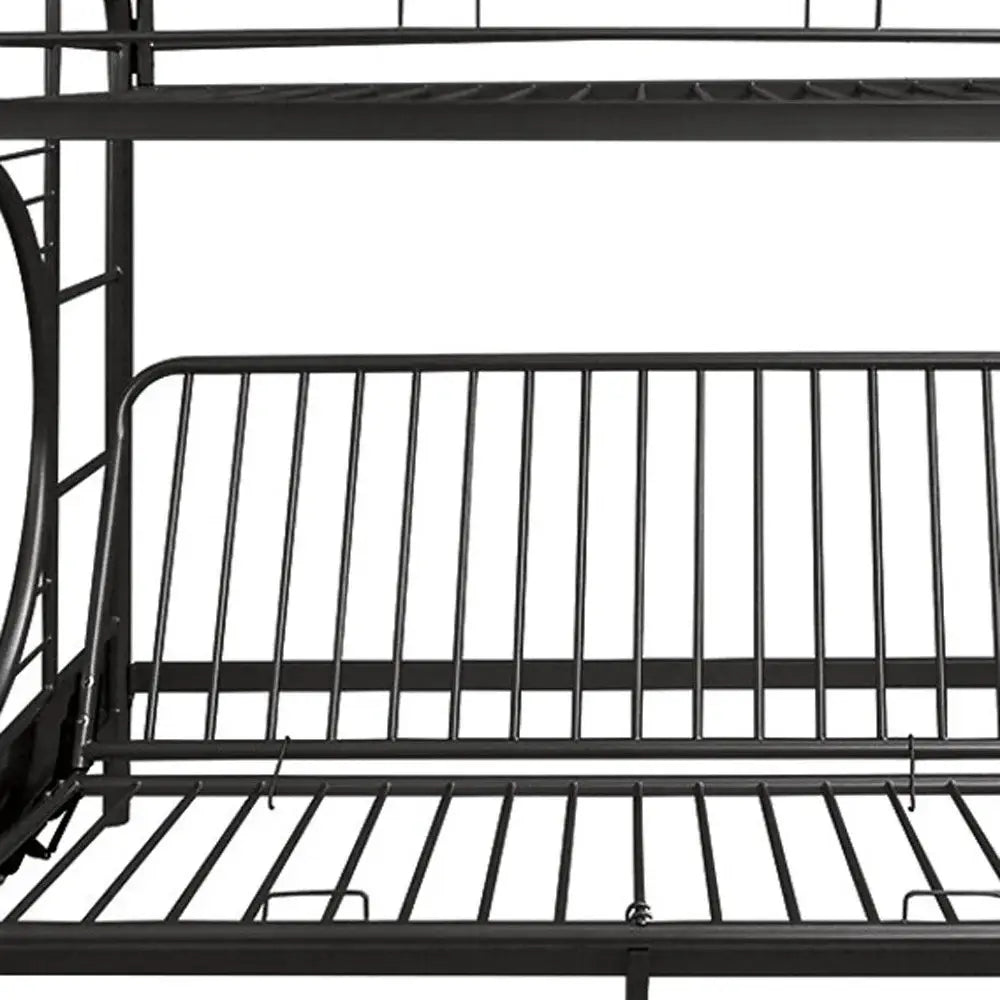 Black Twin Over Full Contemporary Metal Bunk Bed - Homeroots - Flyclothing LLC