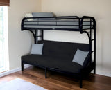 Black Twin Over Full Contemporary Metal Bunk Bed - Homeroots