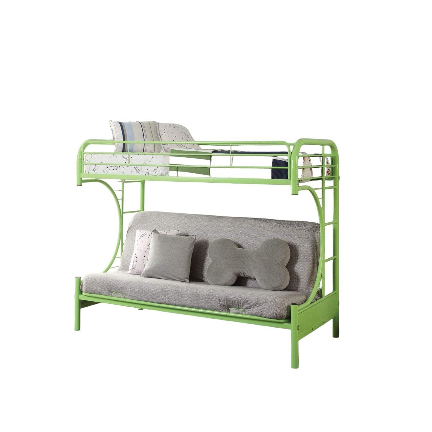 78" X 41" X 65" Twin Over Full Green Metal Tube Futon Bunk Bed - Homeroots - Flyclothing LLC