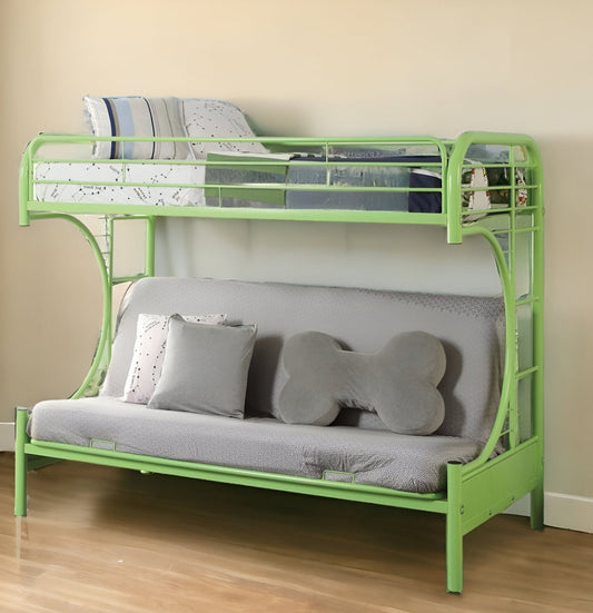 78" X 41" X 65" Twin Over Full Green Metal Tube Futon Bunk Bed - Homeroots