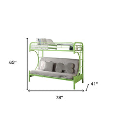 78" X 41" X 65" Twin Over Full Green Metal Tube Futon Bunk Bed - Homeroots