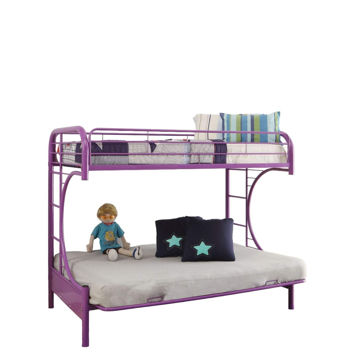 78" X 41" X 65" Twin Over Full Purple Metal Tube Futon Bunk Bed - Homeroots - Flyclothing LLC