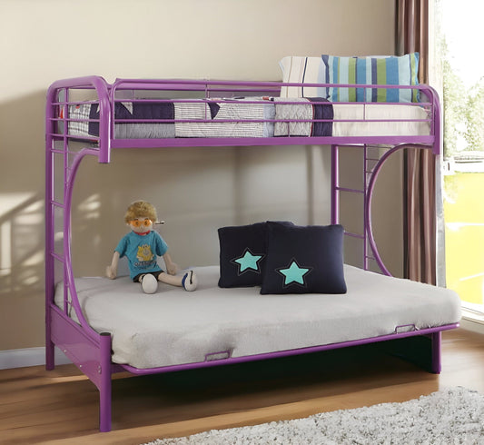 78" X 41" X 65" Twin Over Full Purple Metal Tube Futon Bunk Bed - Homeroots
