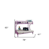 78" X 41" X 65" Twin Over Full Purple Metal Tube Futon Bunk Bed - Homeroots - Flyclothing LLC