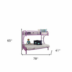 78" X 41" X 65" Twin Over Full Purple Metal Tube Futon Bunk Bed - Homeroots